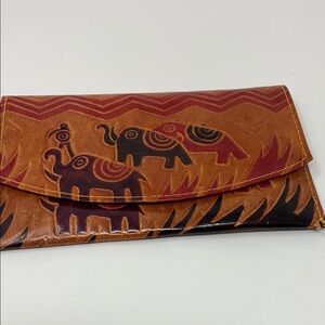 Brown Elephant Print Women's Clutch
